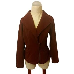DC established Jacket MAROON Moto Warm Fabric Preppy Peplum Zipper Sz Small